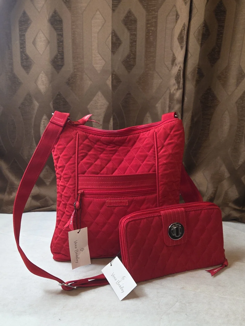 Vera Bradley Quilted Crossbody Bag W Matching Wallet(turlock) NWT Red-Roses Int
